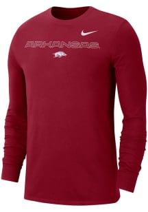 Nike Arkansas Razorbacks Crimson Team Issue Long Sleeve T Shirt