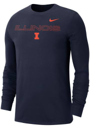 Nike Illinois Fighting Illini Navy Blue Team Issue Long Sleeve T Shirt
