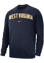 Nike West Virginia Mountaineers Mens Navy Blue Club Fleece Long Sleeve Crew Sweatshirt
