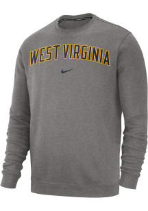 Nike West Virginia Mountaineers Mens Grey Club Fleece Long Sleeve Crew Sweatshirt