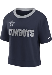 Nike Dallas Cowboys Womens Navy Blue Football Fan High Short Sleeve T-Shirt