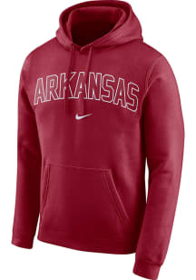 Nike Arkansas Razorbacks Mens Crimson Club Fleece Arch Long Sleeve Hoodie