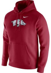 Nike Arkansas Razorbacks Mens Crimson Club Fleece Logo Long Sleeve Hoodie