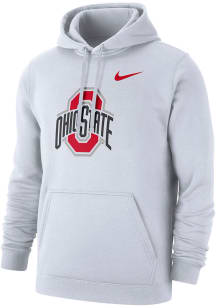 Nike Ohio State Buckeyes Mens White Club Fleece Logo Long Sleeve Hoodie