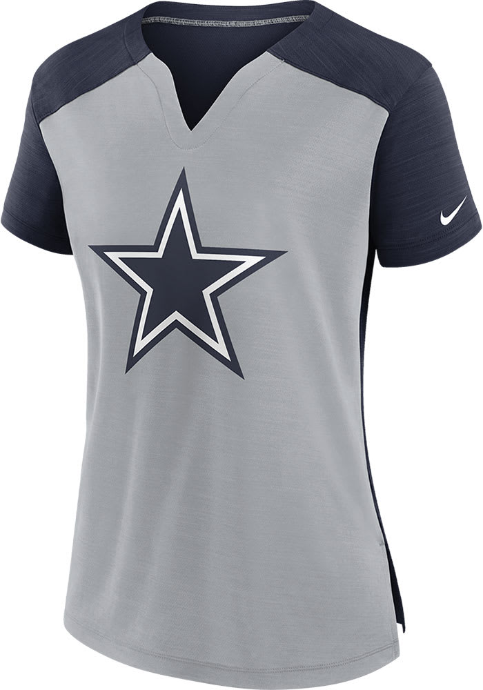 Nike Dallas Cowboys Womens Grey Primetime Short Sleeve T-Shirt