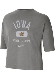 Nike Iowa Hawkeyes Womens Grey Boxy Short Sleeve T-Shirt