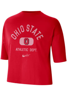 Nike Ohio State Buckeyes Womens Red Boxy Short Sleeve T-Shirt