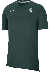 Nike Michigan State Spartans Green DriFIT UV Coach Short Sleeve T Shirt