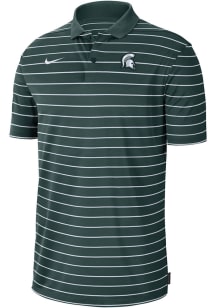 Mens Michigan State Spartans Green Nike DriFIT Victory Stripe Short Sleeve Polo Shirt