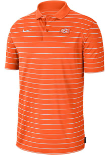 Nike Oklahoma State Cowboys Mens Orange DriFIT Victory Stripe Short Sleeve Polo