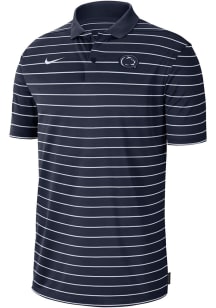 Mens Penn State Nittany Lions Navy Blue Nike DriFIT Victory Stripe Short Sleeve Polo Shirt