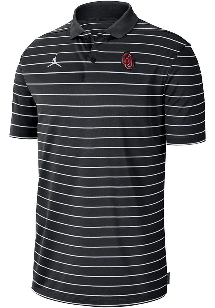Nike Oklahoma Sooners Mens Black DriFIT Jordan Victory Stripe Short Sleeve Polo