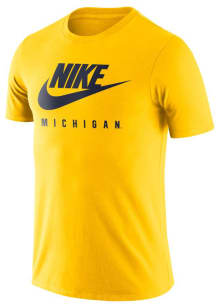 Nike Michigan Wolverines Yellow Essential Futura Short Sleeve T Shirt