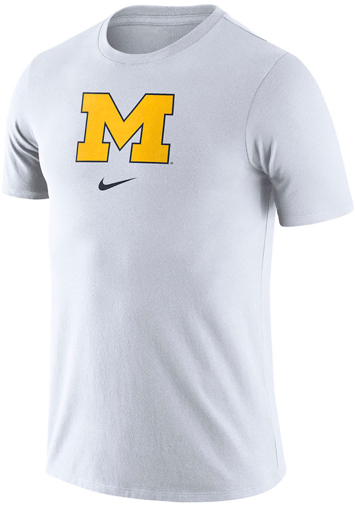 Nike Michigan Wolverines White Essential Logo Short Sleeve T Shirt