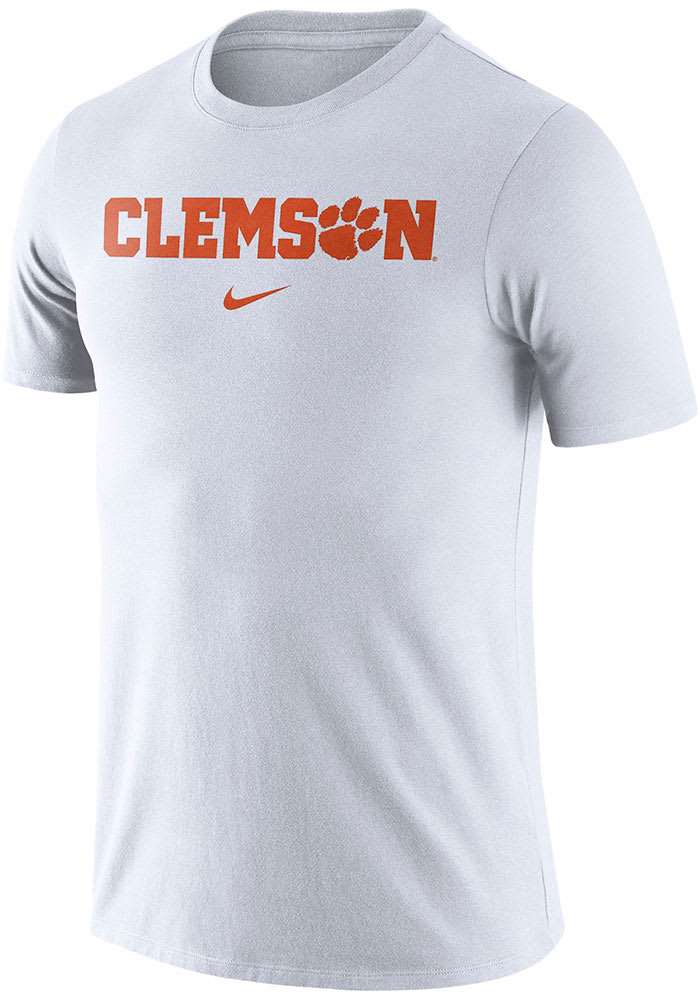 Nike Clemson Tigers White Essential Wordmark Short Sleeve T Shirt