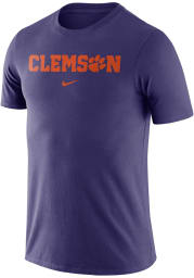 Nike Clemson Tigers Purple Essential Wordmark Short Sleeve T Shirt