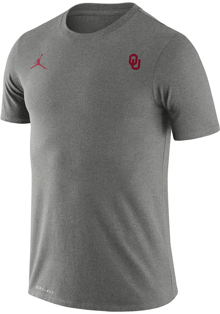 Nike Oklahoma Sooners Grey Jordan Legend Small Logo Short Sleeve T Shirt
