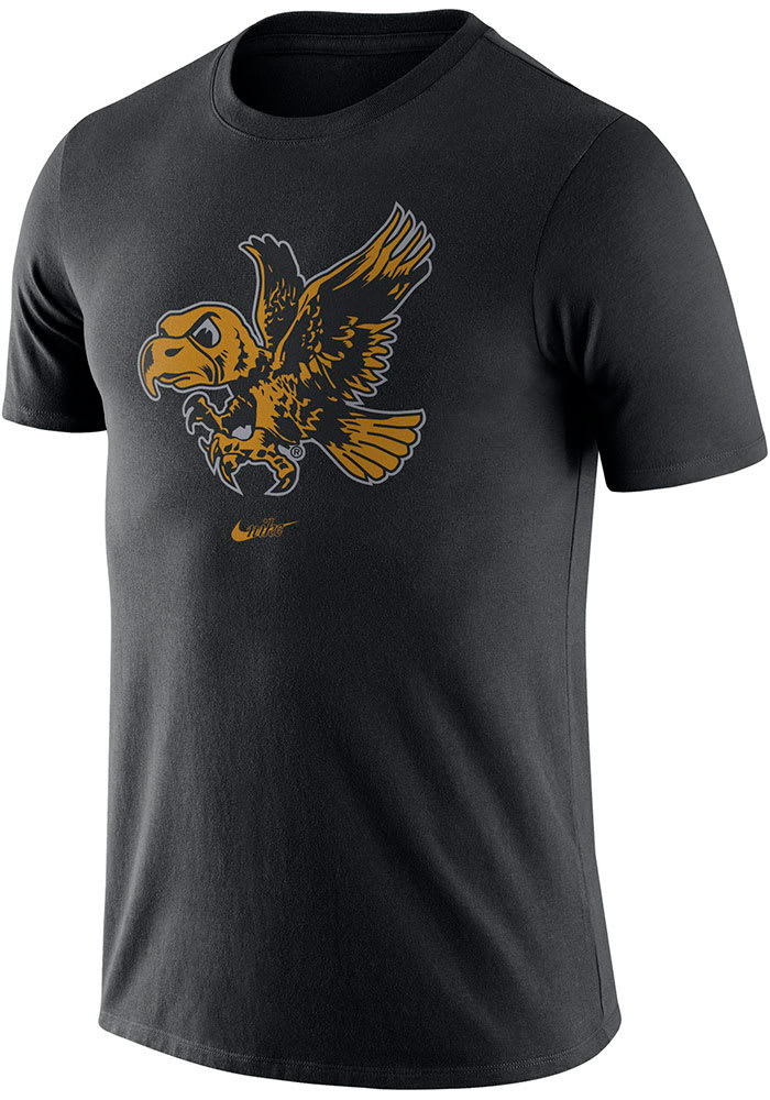 Nike Iowa Hawkeyes Black Triblend Old School Logo Short Sleeve Fashion T Shirt