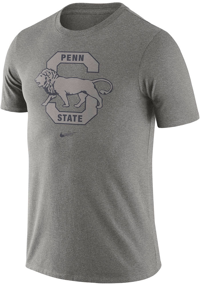 Nike Penn State Nittany Lions Grey Triblend Old School Logo Short Sleeve Fashion T Shirt