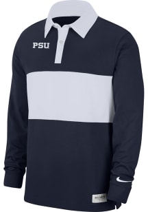 Mens Penn State Nittany Lions Navy Blue Nike Rugby Striped Long Sleeve Polo Shirt