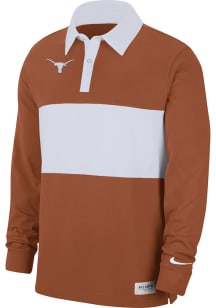Nike Texas Longhorns Mens Burnt Orange Rugby Striped Long Sleeve Polo Shirt