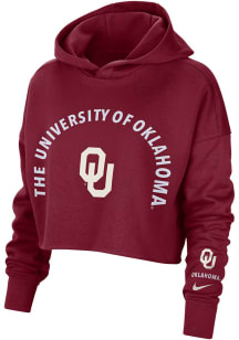 Nike Oklahoma Sooners Womens Crimson Campus Crop Hooded Sweatshirt