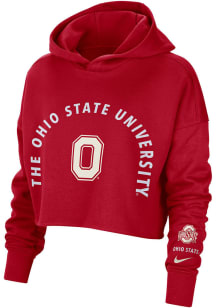 Nike Ohio State Buckeyes Womens Red Campus Crop Hooded Sweatshirt