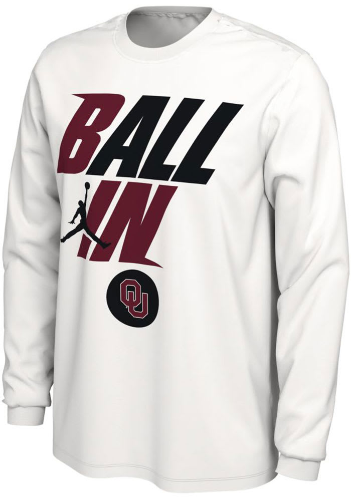 Nike Oklahoma Sooners White Ball In Bench Long Sleeve T Shirt