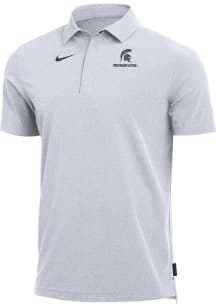 Mens Michigan State Spartans White Nike Sideline DriFIT Coach Short Sleeve Polo Shirt