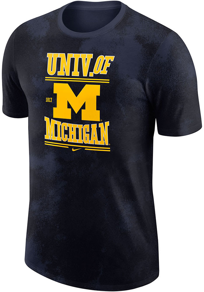 Nike Michigan Wolverines Navy Blue Tie Dye NRG Short Sleeve T Shirt