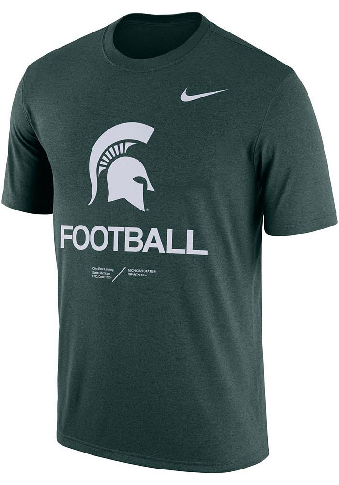 Nike Michigan State Spartans Green Legend Football Short Sleeve T Shirt