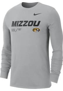 Nike Missouri Tigers Grey Team Issue Long Sleeve T Shirt