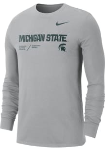 Nike Michigan State Spartans Grey Team Issue Long Sleeve T Shirt