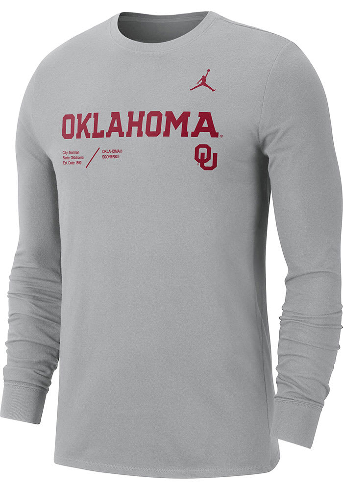 Nike Oklahoma Sooners Grey Team Issue Long Sleeve T Shirt
