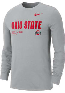 Nike Ohio State Buckeyes Grey Team Issue Long Sleeve T Shirt