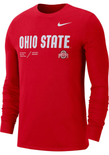 Nike Ohio State Buckeyes Red Team Issue Long Sleeve T Shirt