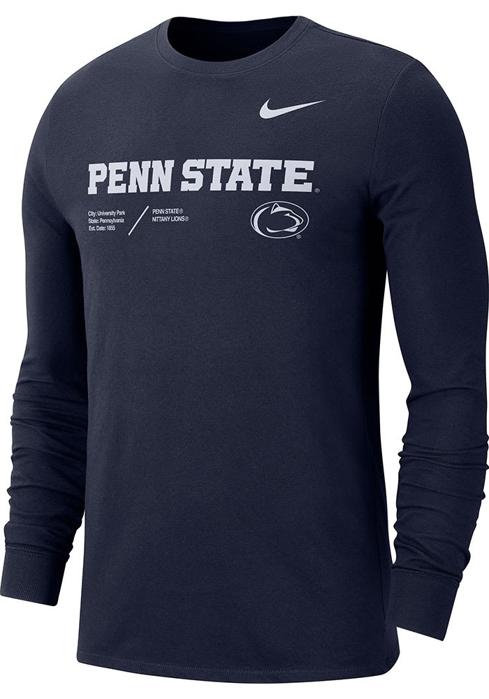 Nike Penn State Nittany Lions Navy Blue Team Issue Long Sleeve T Shirt