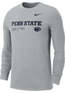 Nike Penn State Nittany Lions Grey Team Issue Long Sleeve T Shirt
