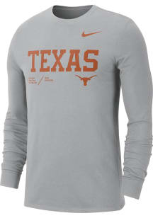 Nike Texas Longhorns Grey Team Issue Long Sleeve T Shirt
