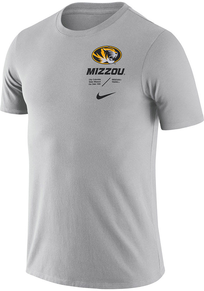 Nike Missouri Tigers Grey Team Issue Short Sleeve T Shirt