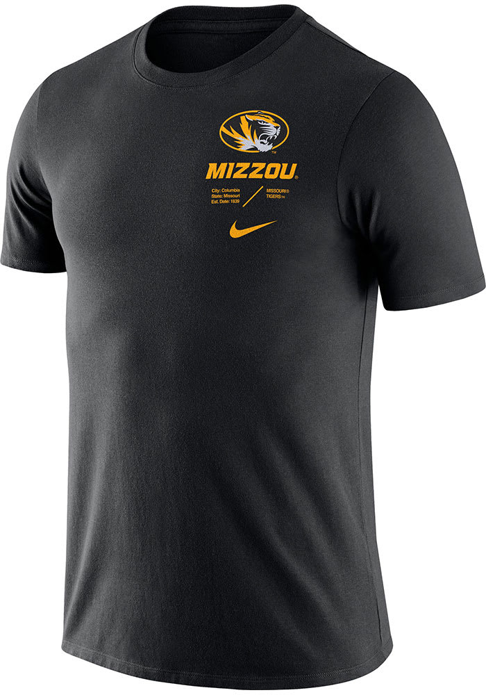 Nike Missouri Tigers BLACK Team Issue Short Sleeve T Shirt