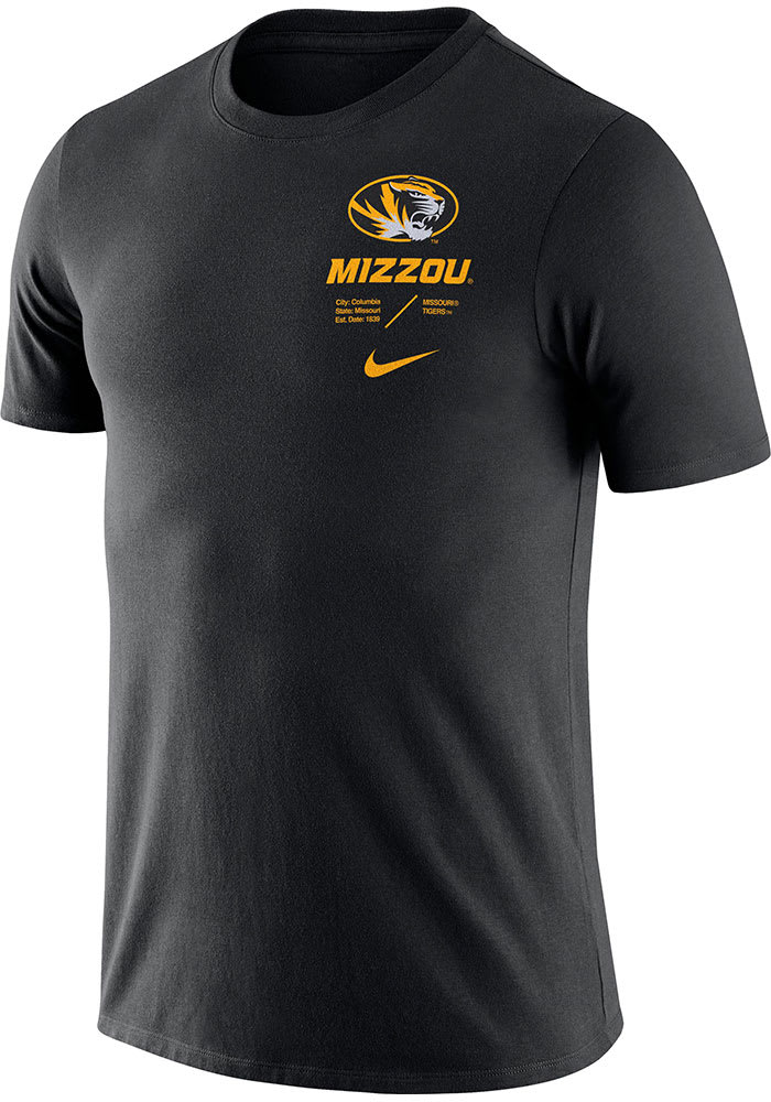 Nike Missouri Tigers Black Team Issue Short Sleeve T Shirt