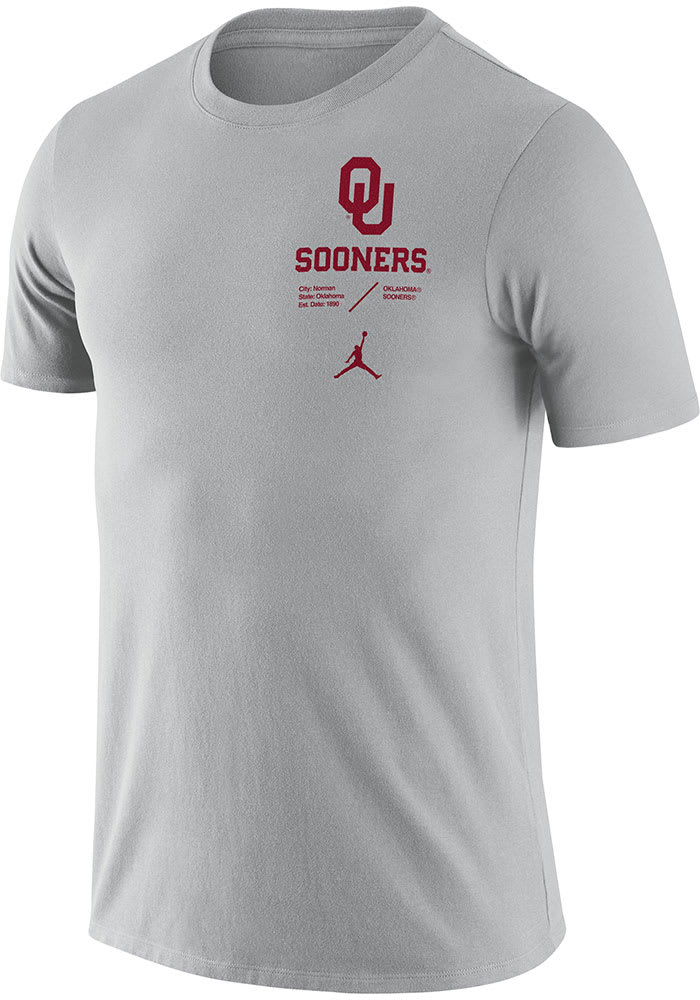 Nike Oklahoma Sooners Grey Team Issue Short Sleeve T Shirt