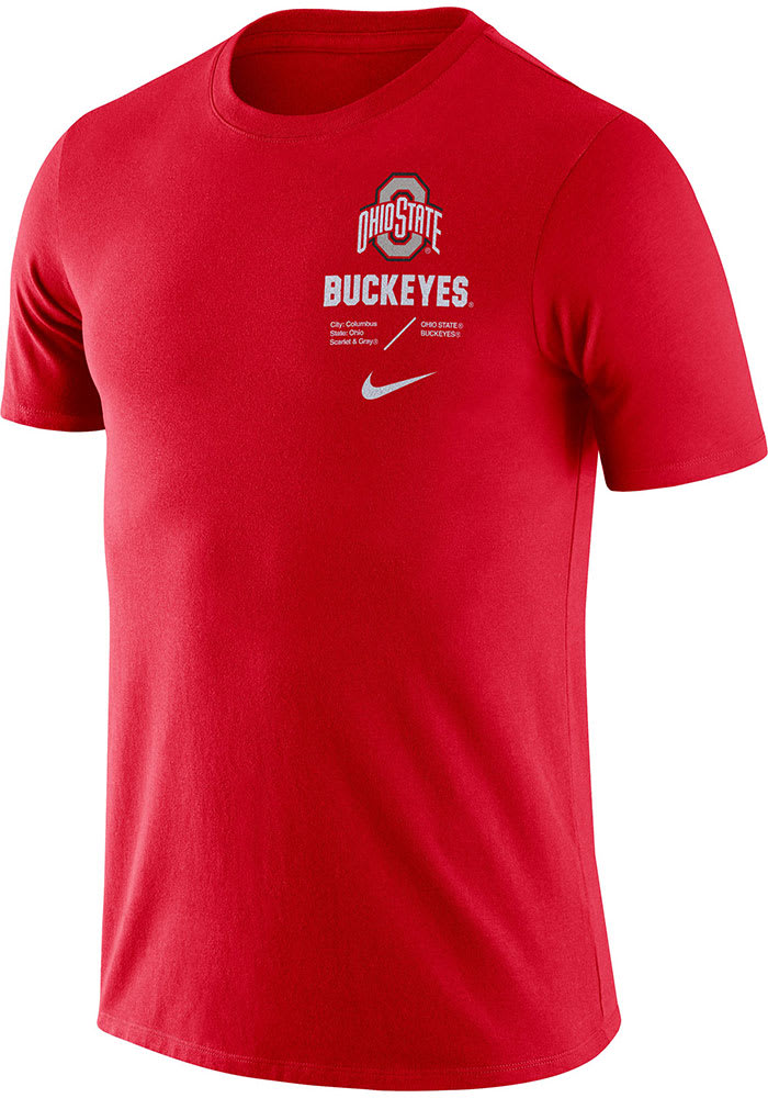 Nike Ohio State Buckeyes Red Team Issue Design Short Sleeve T Shirt