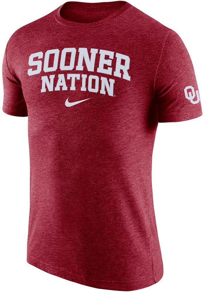 Nike Oklahoma Sooners Crimson Triblend Slogan Short Sleeve Fashion T Shirt