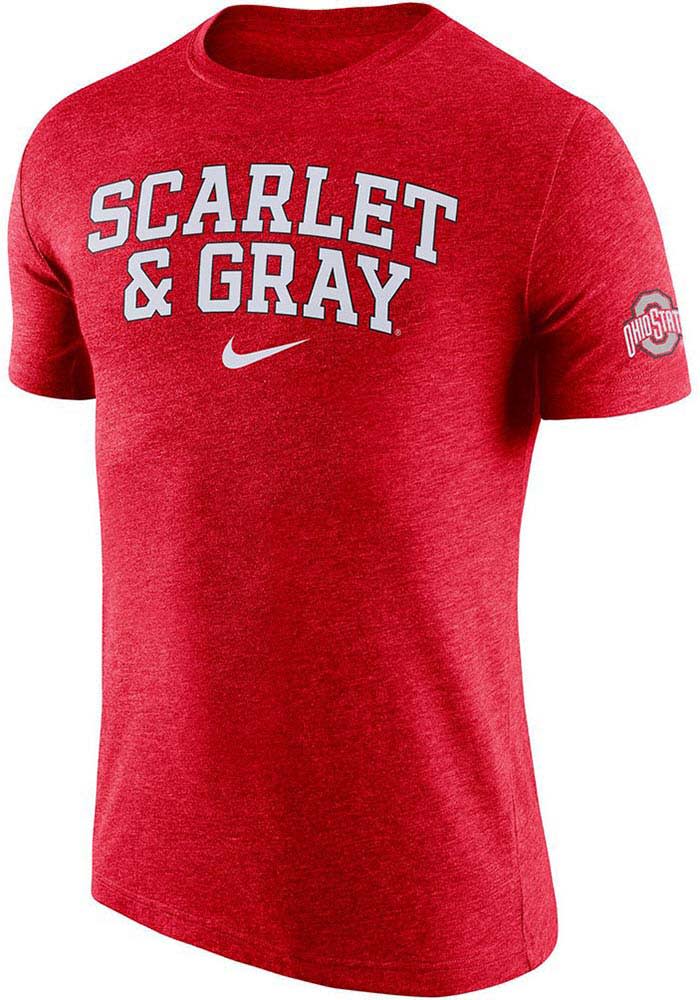 Nike Ohio State Buckeyes Red Triblend Slogan Short Sleeve Fashion T Shirt