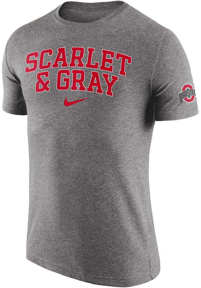 Nike Ohio State Buckeyes Grey Triblend Slogan Short Sleeve Fashion T Shirt