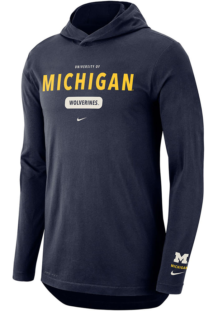 Nike Michigan Wolverines Mens Navy Blue DriFIT Collegiate II Long Sleeve Hoodie