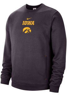 Nike Iowa Hawkeyes Mens Grey Collegiate Club Long Sleeve Crew Sweatshirt
