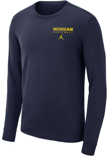 Nike Michigan Wolverines Navy Blue Jordan Court Long Sleeve T-Shirt